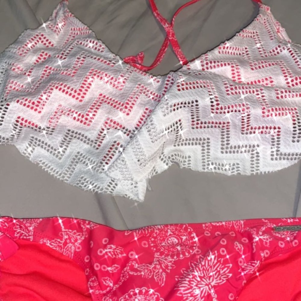 Pink and White U.S. Polo Assn. Bikini Set